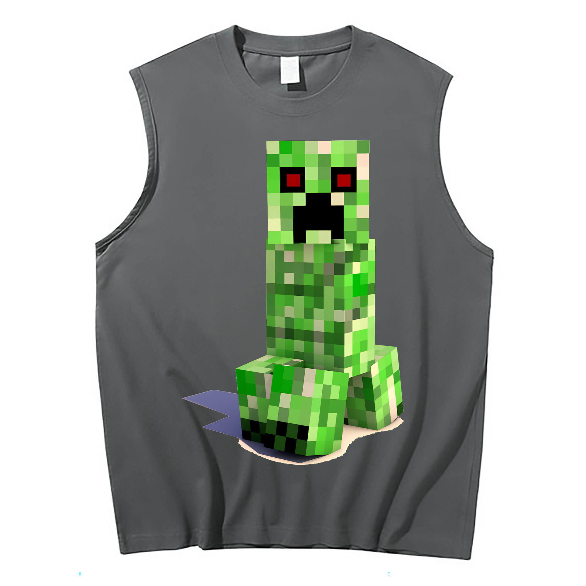 （画像用） マインクラフト ブロックの世界 Minecraft MC Block world コットン100％タンクトップ（フロントプリント）